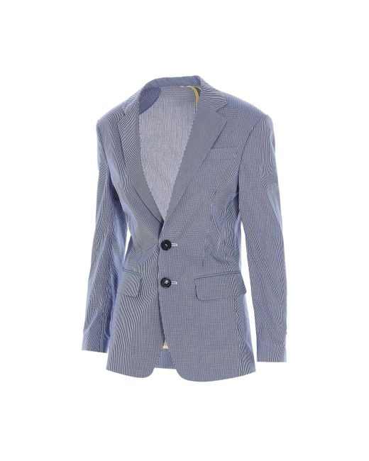 DSquared² Blue Micro Check Dean Blazer