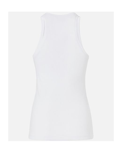 Pinko White Logo Lettering Ribbed Camisole Top