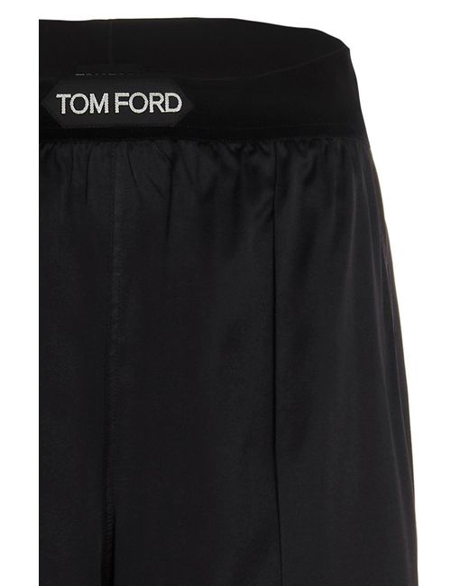 Tom Ford Black Stretch Satin Pj Pants