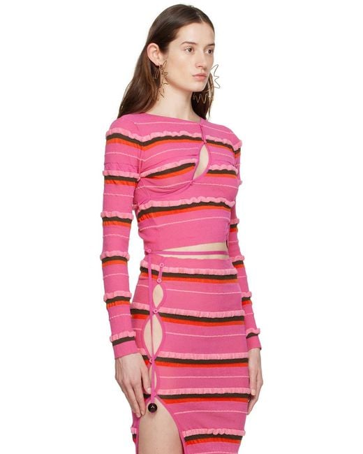 Jacquemus Pink Striped Cropped Top