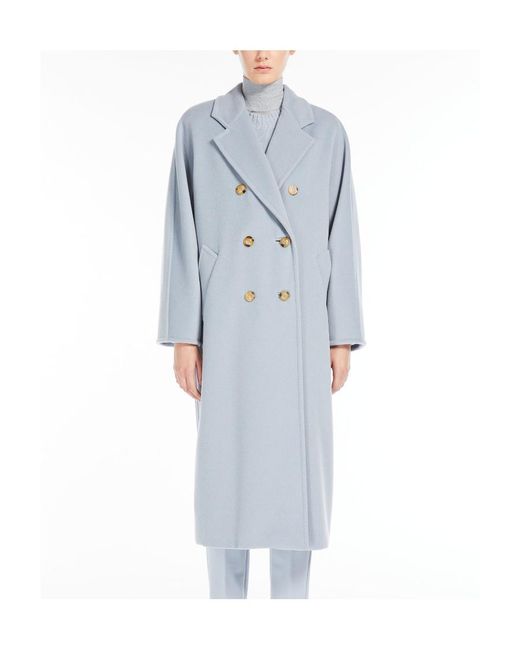 Max Mara Blue Madame Belted Long-Sleeved Coat