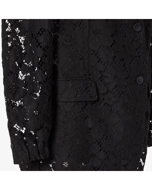 Fendi Black Floral-Lace Jacket