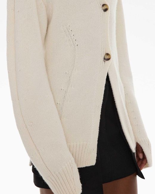 Helmut Lang White V-Neck Button-Up Cardigan