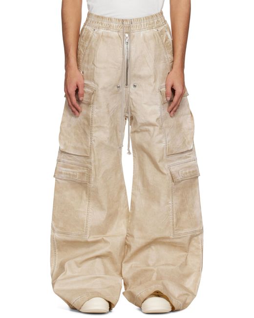 Rick Owens Natural Elastic Waist Denim Overalls for men