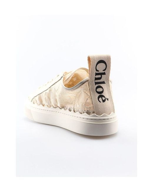 Chloé Natural Chloé Lauren Lace-Up Sneakers