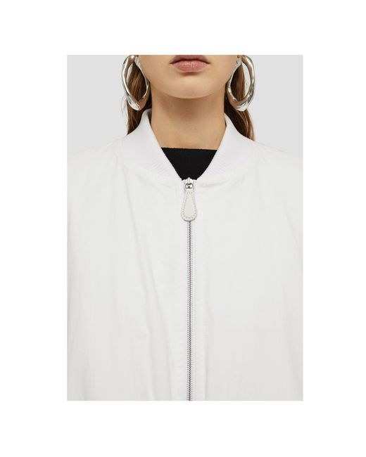 Jil Sander White Stand-Up Collar Oversized Jacket