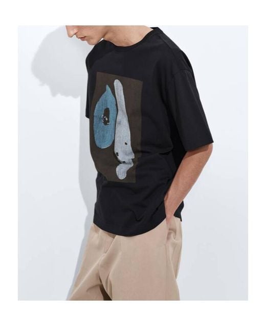 Bottega Veneta Blue Cotton Jersey Printed T-Shirt for men