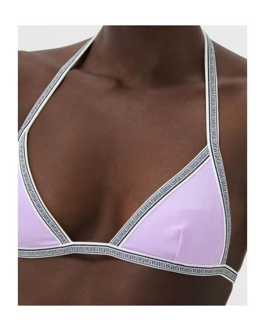 Versace Purple Greca-Motif Bikini Top