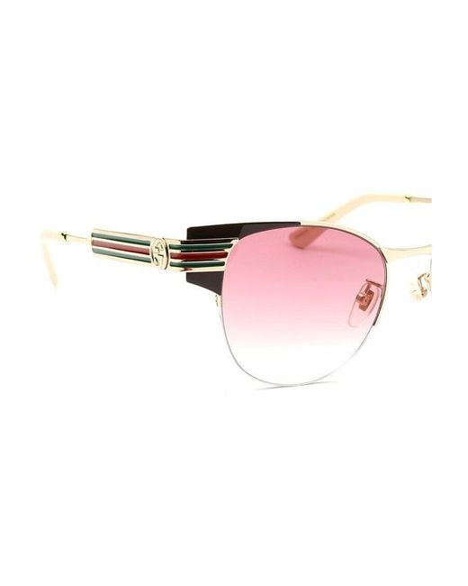 Gucci Pink Cat's Eye Embossed Logo Sunglasses