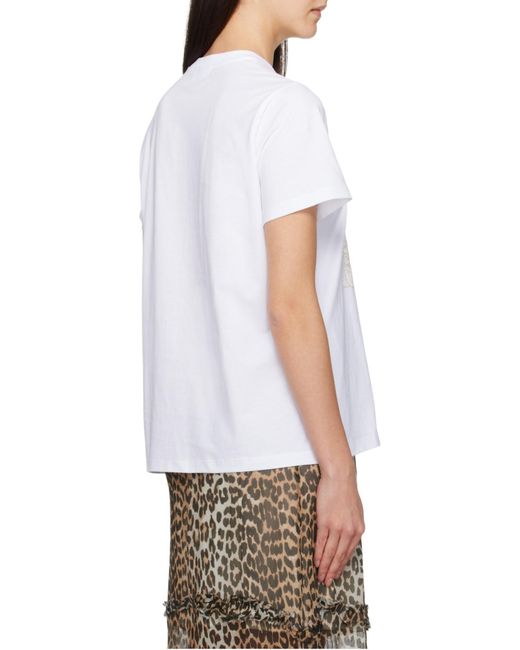 Ganni White Animal Printed T-Shirt
