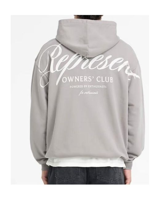 Represent Gray Owners Club Script Hoodie for men