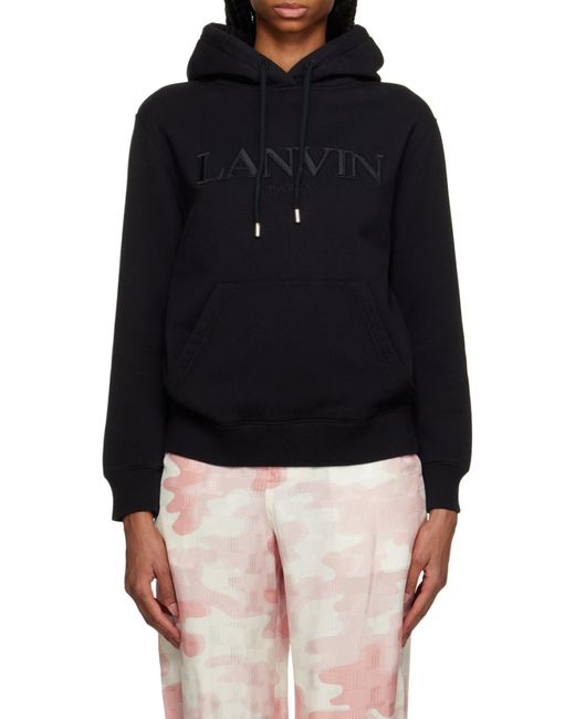 Lanvin Black Logo-Print Drawstring Hoodie