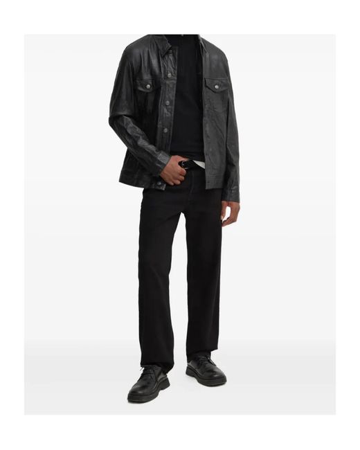 Zadig & Voltaire Black Leather Button-Fastening Jacket for men