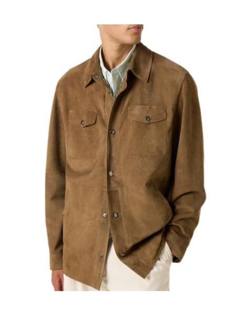 Canali Green Solid Suede Overshirt for men
