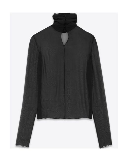 Saint Laurent Black Turtleneck Long-Sleeved Blouse