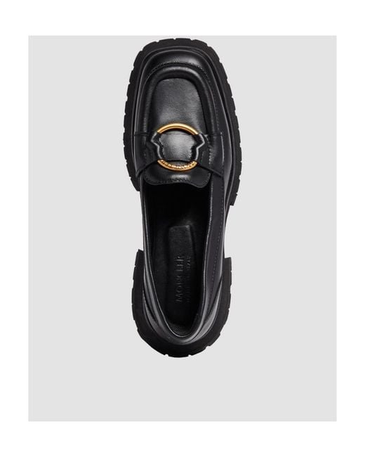 Moncler Black Bell Leather Loafers