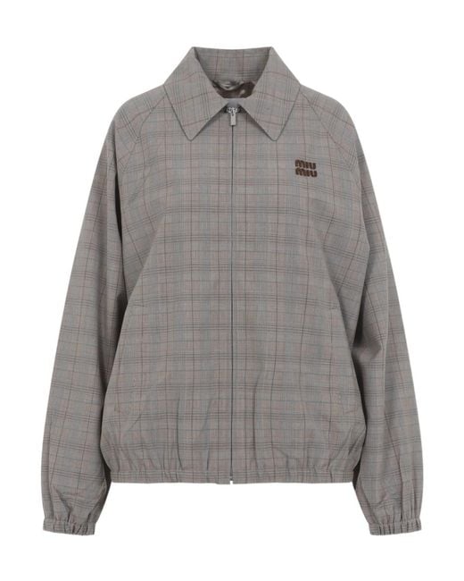 Miu Miu Gray Long-Sleeved Casual Jacket