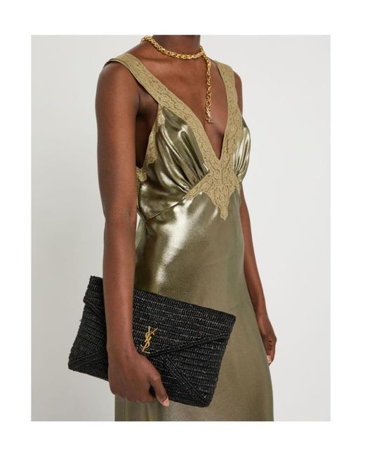 Saint Laurent Black Envelope Suede Pouch