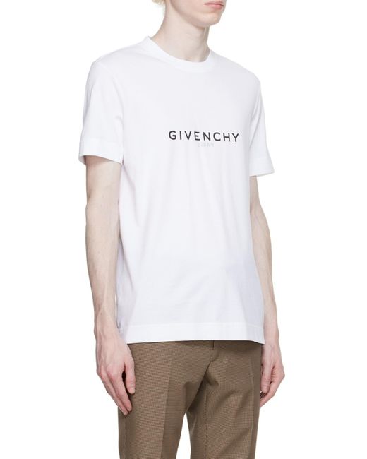 Givenchy White Logo Printed Crewneck T-Shirt for men