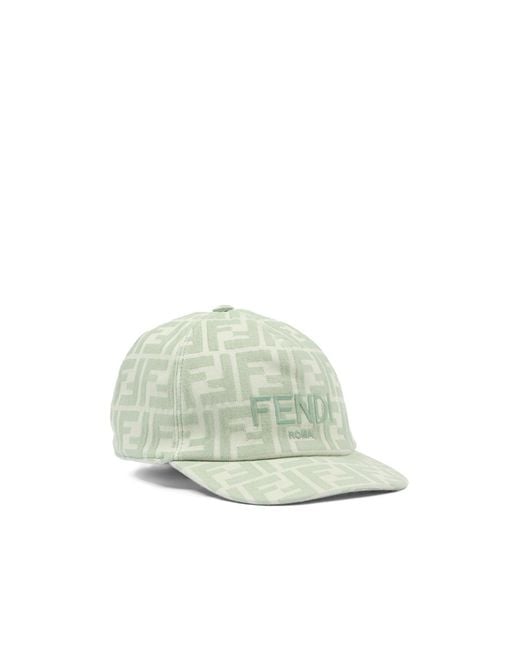 Fendi Green Logo-Pattern Cap