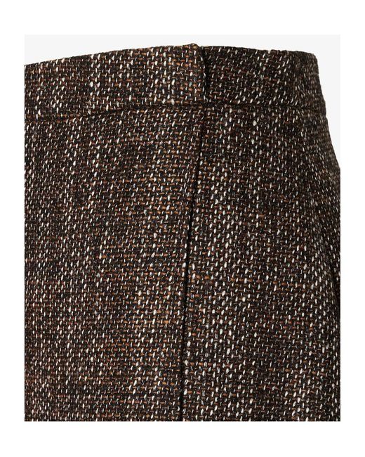 Fendi Brown Midi Wrap Tweed Skirt