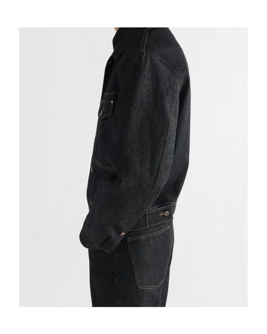Lemaire Black Trucker Contrast-Stitch Denim Jacket for men
