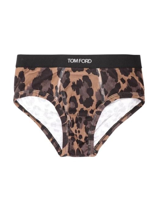 Tom Ford White Leopard Printed Stretched Briefs for men