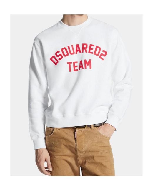 DSquared² White Logo Printed Crewneck Sweatshirt for men