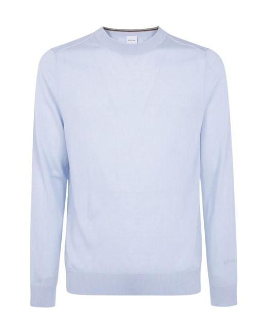 Paul Smith Blue Long Sleeved Crewneck Knitted Sweater for men