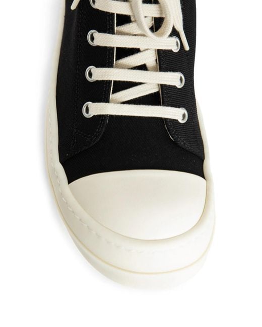Rick Owens Black Logo-Embroidered High-Top Sneakers