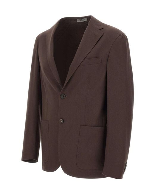 Corneliani Brown Patch-Pocket Blazer for men