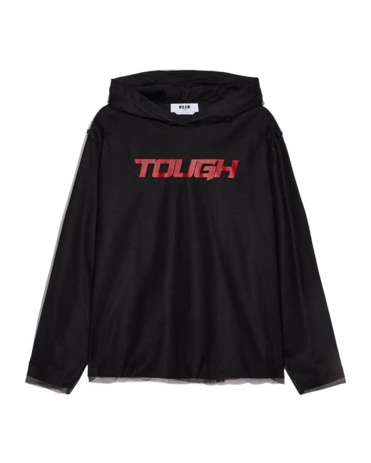 MSGM Black Long-Sleeve Hoodie