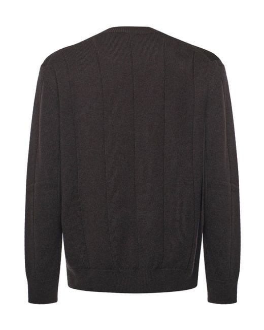 Eleventy Black Ribbed Crew Neck Knitwear for men