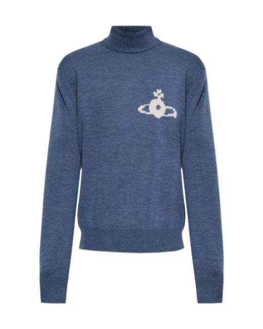 Vivienne Westwood Blue Long-Sleeve High-Neck Top for men