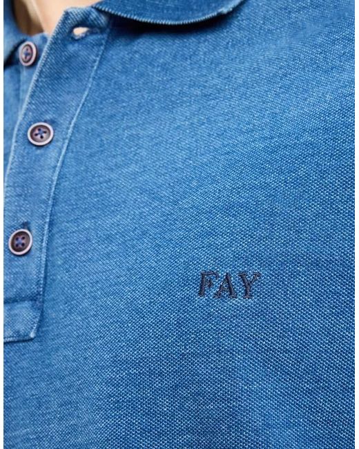 Fay Blue Short Sleeve Polo Shirt for men