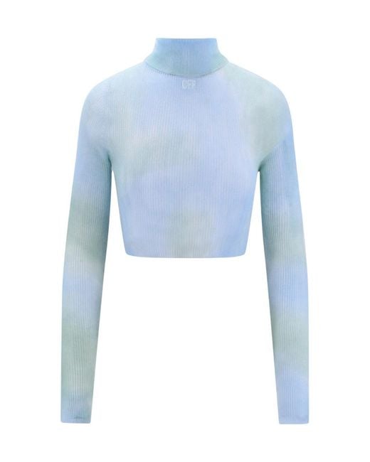 Off-White c/o Virgil Abloh Blue Tie-Dye Turtleneck Cropped Top
