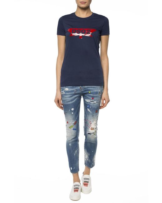 DSquared² Blue Logo Details T-Shirt