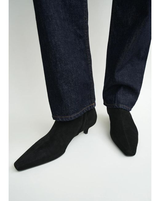 Totême  Black Totême Slim Ankle Kitten-Heel Boots