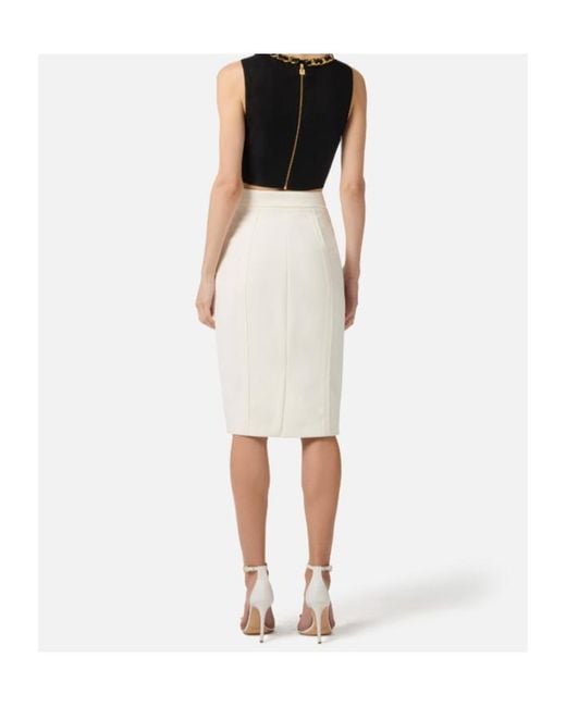 Elisabetta Franchi Black Chain-Detailed Cropped Sleeveless Top