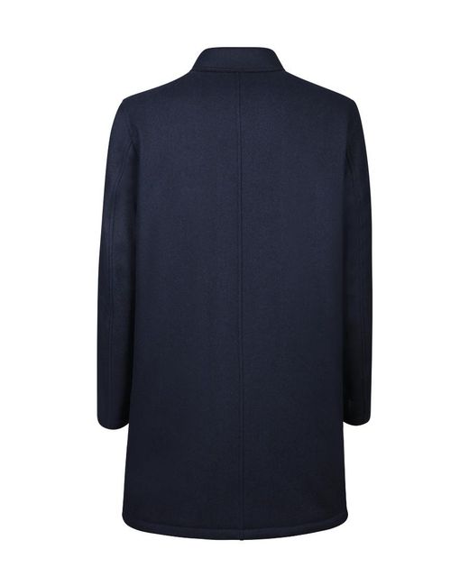 Herno Blue Single-Breasted Straight Hem Coat for men