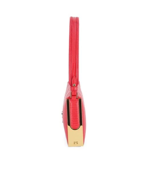 Elisabetta Franchi Red Embossed Over-The-Shoulder Bag