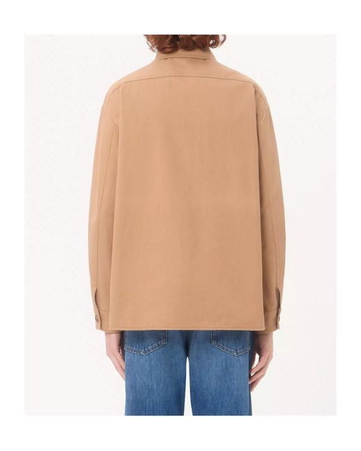 Valentino Natural Button-Up Gabardine Shirt Jacket for men