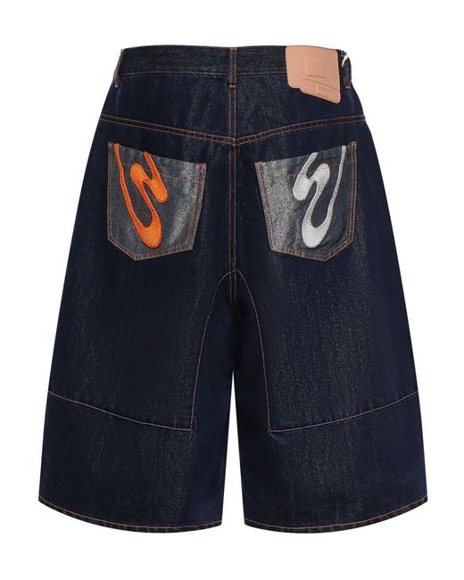 PDF CHANNEL Blue Pdf Channel Logo Denim Shorts for men