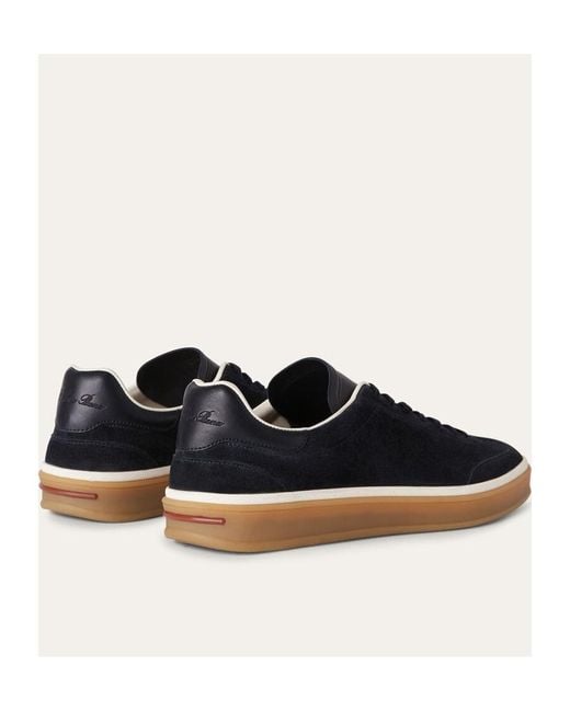 Loro Piana Blue Low-Top Lace-Up Sneakers
