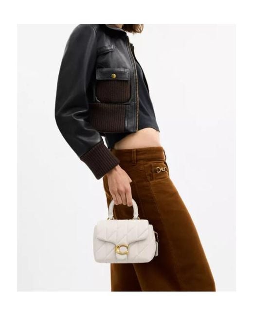 COACH White Tabby Top Handle Bag With Quilting