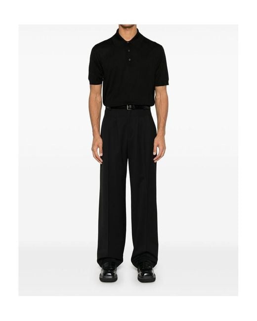 Prada Black Logo-Jacquard Short-Sleeved Polo Shirt for men