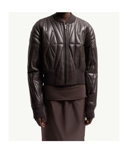 Moncler Black Rick Owens Geocamo Nappa Leather Bomber Jacket
