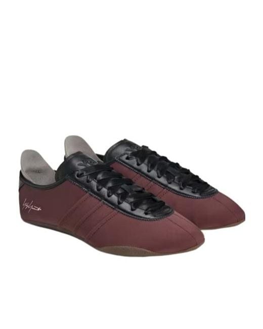 Y-3 Brown Satin-Paneled Lace-Up Trainers for men