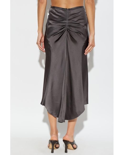 Victoria Beckham Brown Gathered Crepe Midi Skirt