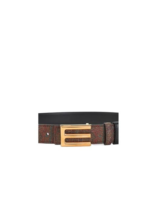 Etro White Paisley Printed Logo Buckled Belt